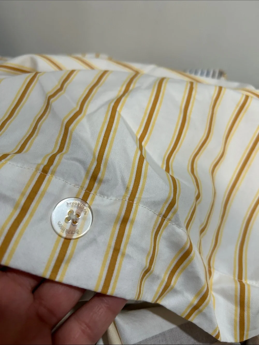 Brooklinen Yellow White Striped Cotton Panel Duvet W/ Two Pillow Set Full/Queen